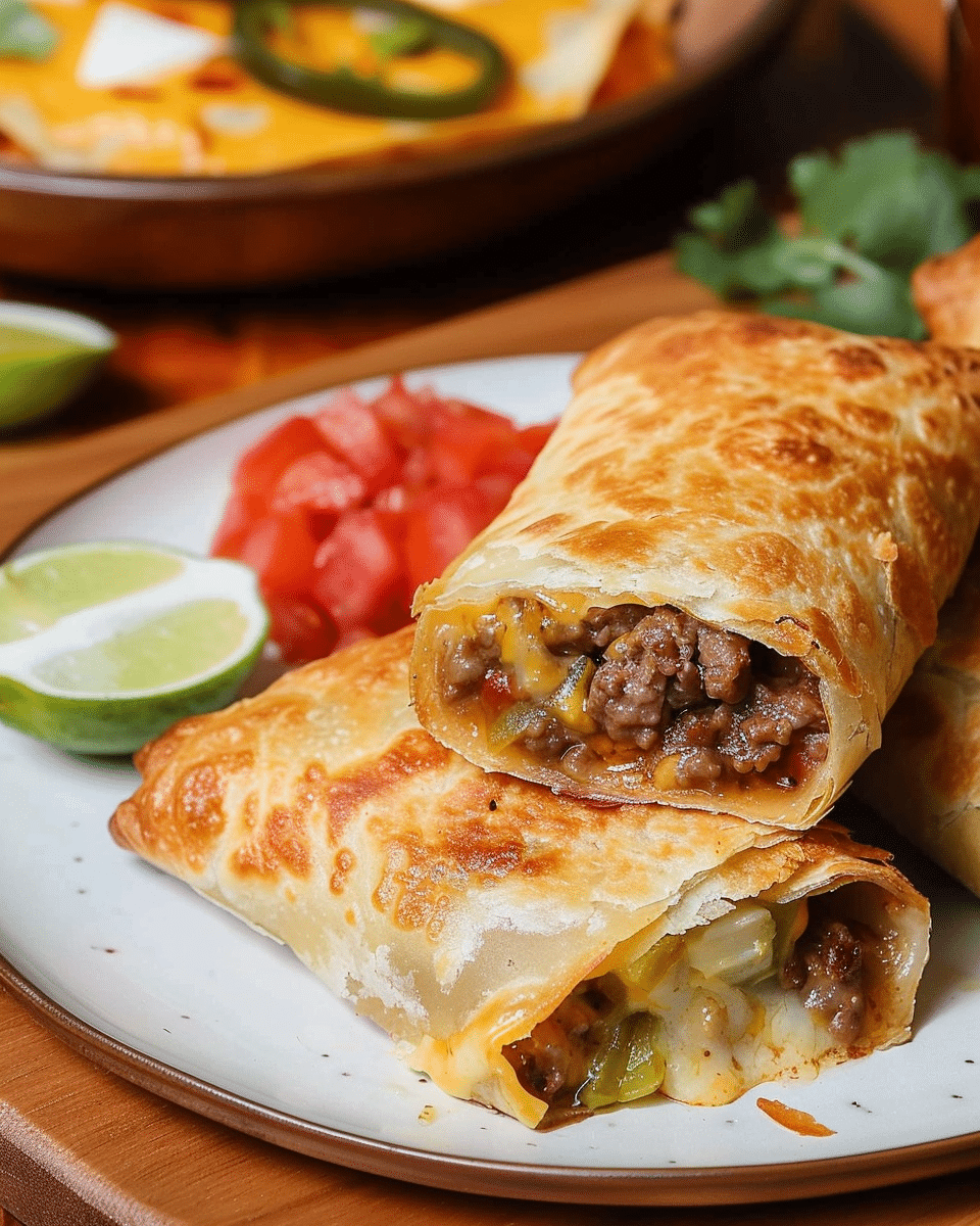 Beef and Cheese Chimichangas
