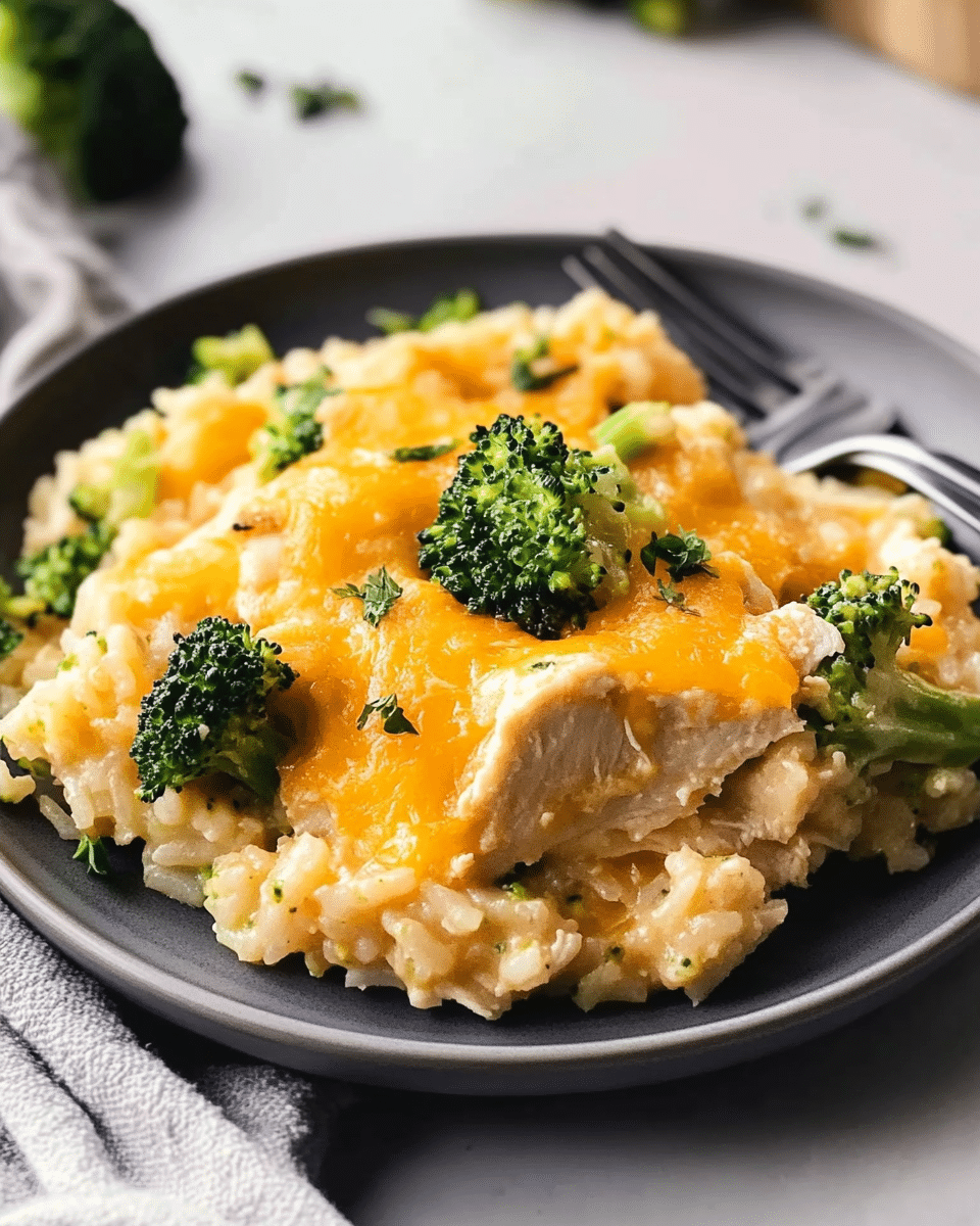 Cheesy Broccoli Chicken and Rice Casserole