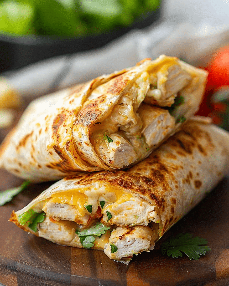 Cheesy Chicken Garlic Wraps