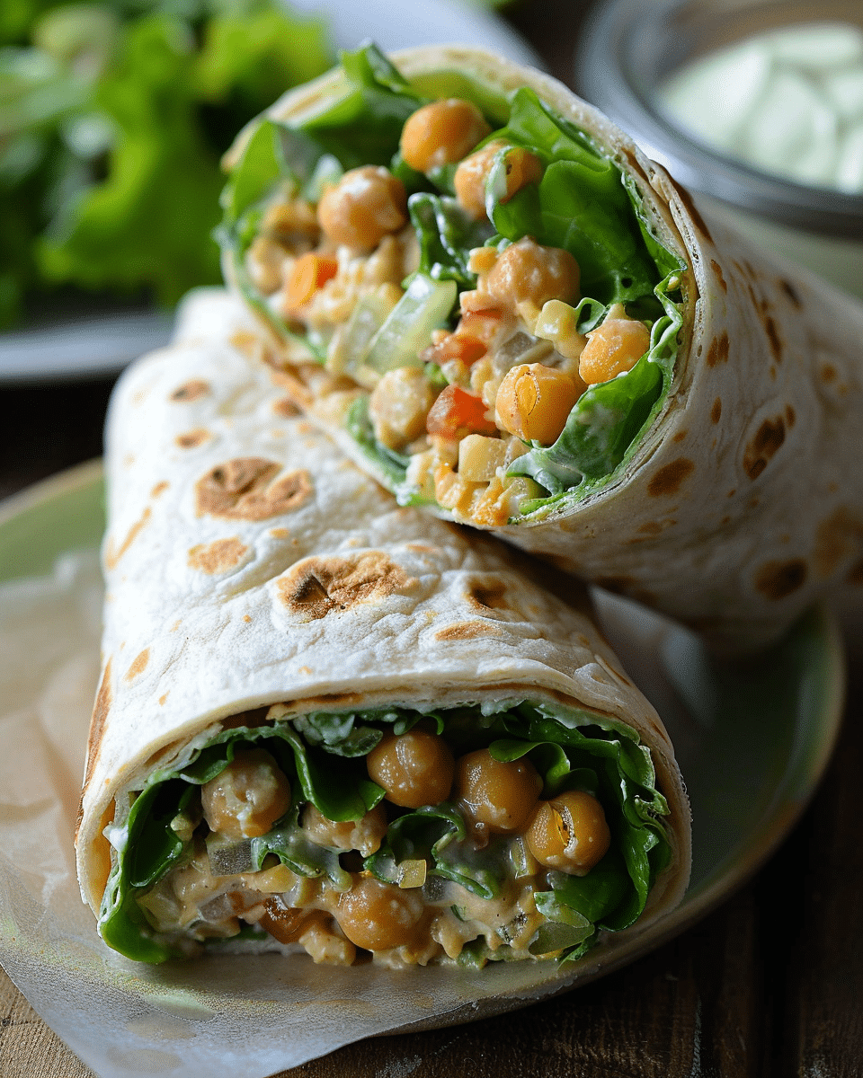 Chickpea Salad Wraps with Lemon Dressing
