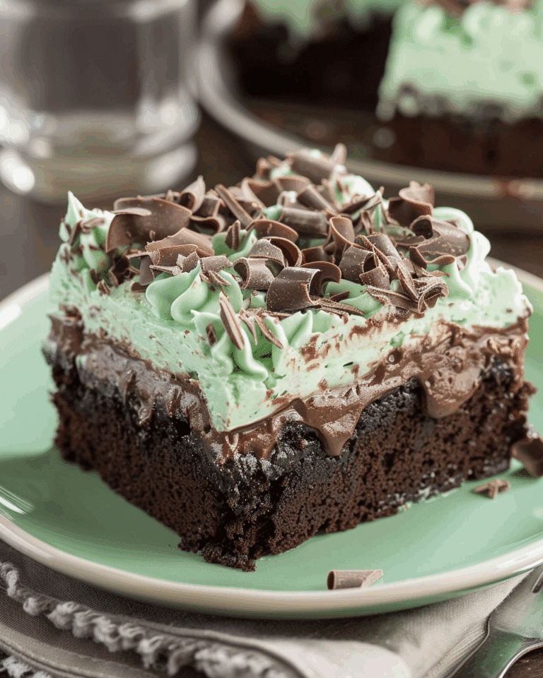 Chocolate Mint Poke Cake