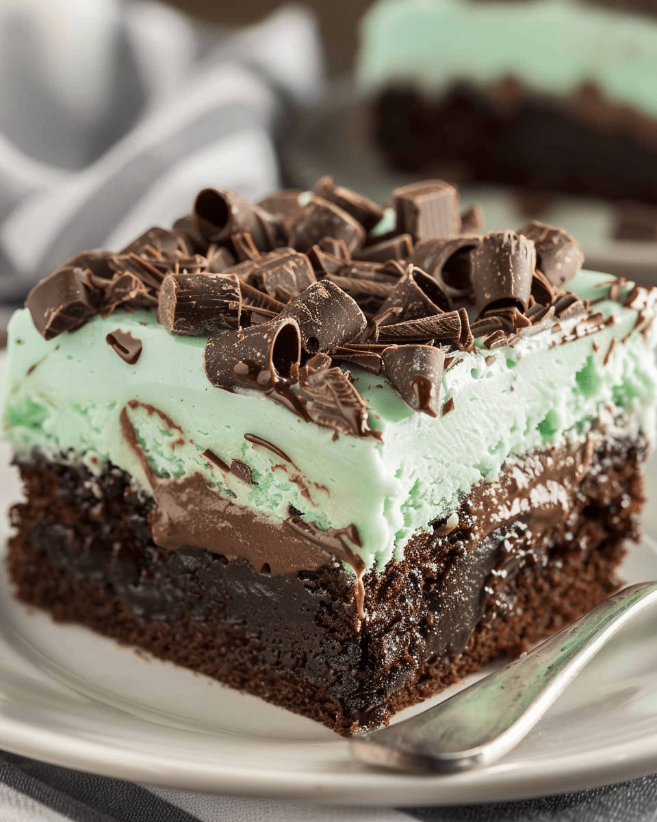 Chocolate Mint Poke Cake