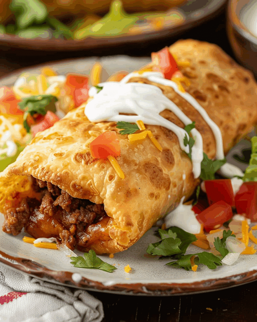 Crispy Beef & Cheese Chimichangas