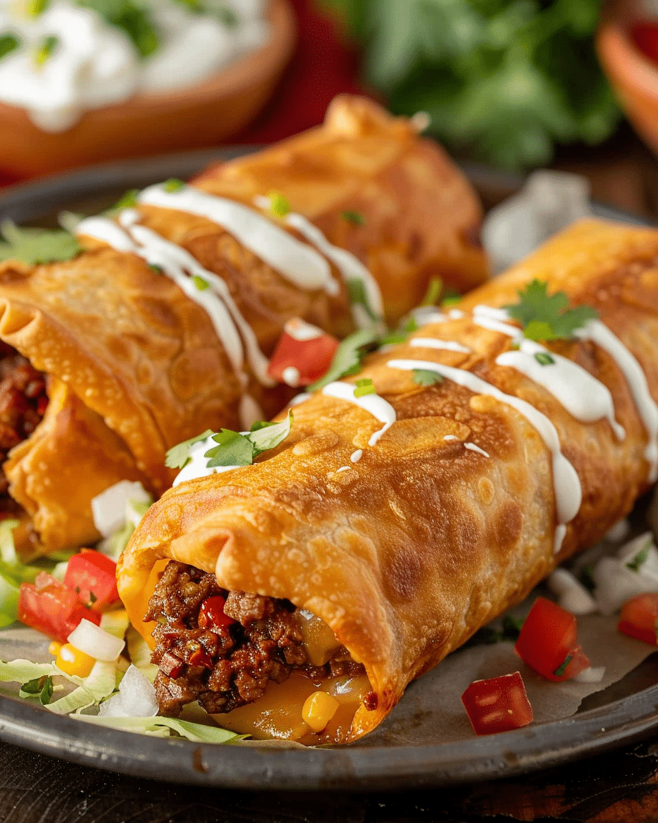 Crispy Beef & Cheese Chimichangas