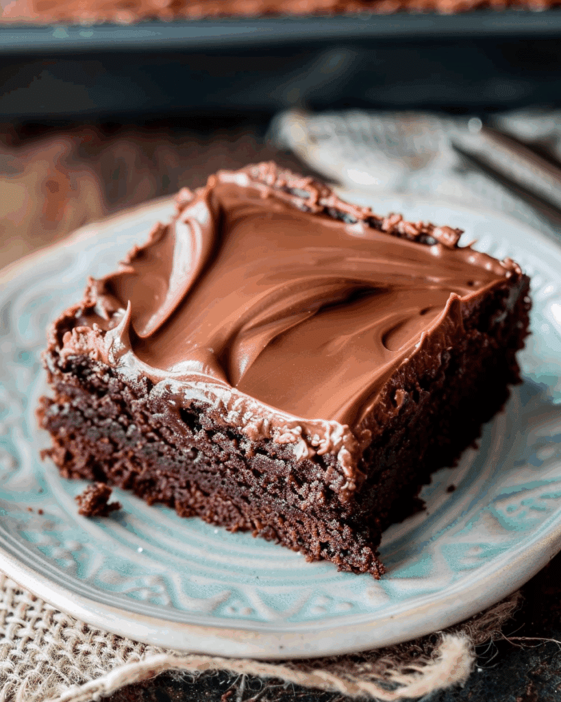 Easy Chocolate Fudge Cake with Hot Frosting