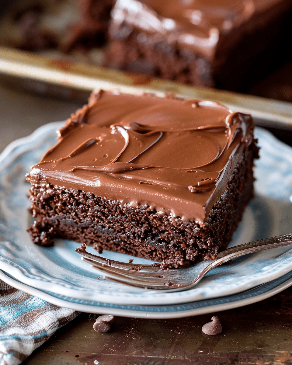 Easy Chocolate Fudge Cake with Hot Frosting
