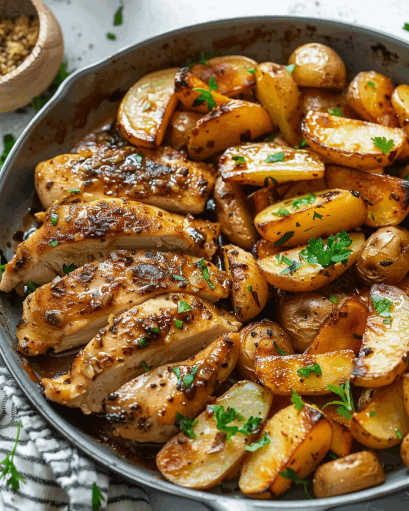Garlic Butter Chicken and Potatoes Skillet