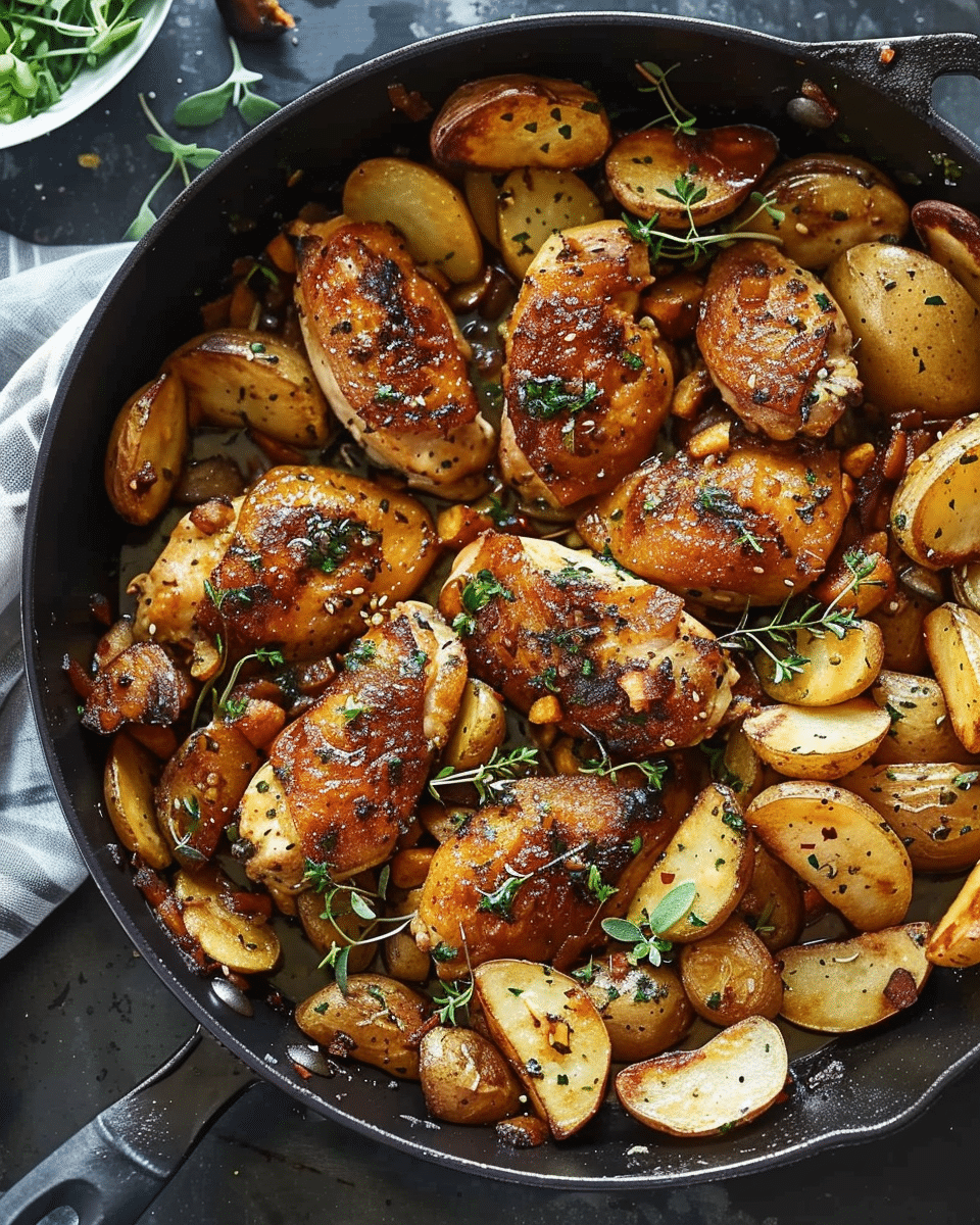 Garlic Butter Chicken and Potatoes Skillet