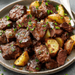 Garlic Butter Steak Bites and Potatoes