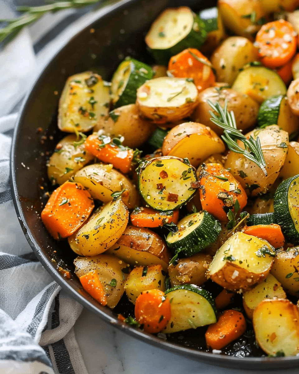 Garlic Herb Roasted Potatoes, Carrots, and Zucchini