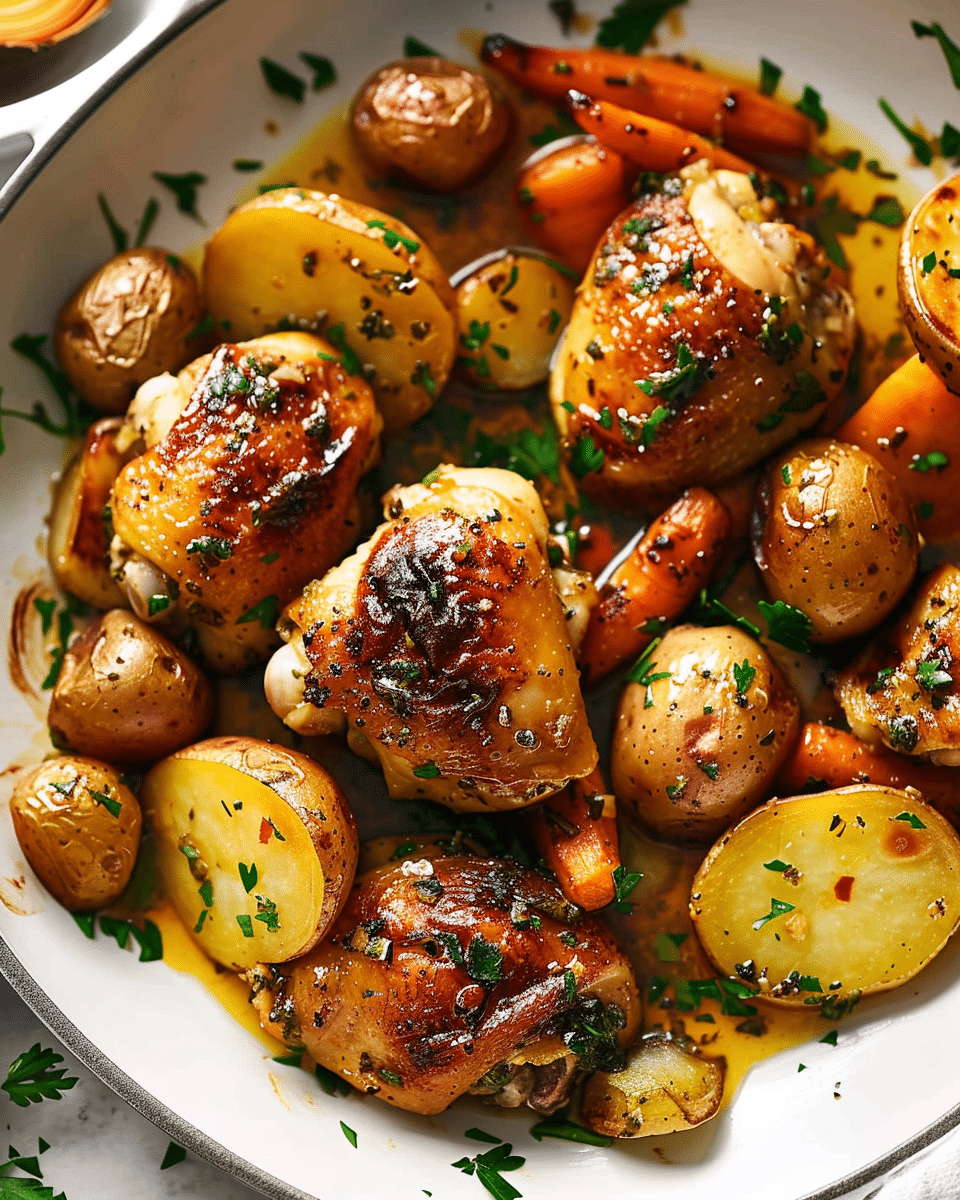 Herb-Roasted Chicken Thighs with Potatoes & Veggies