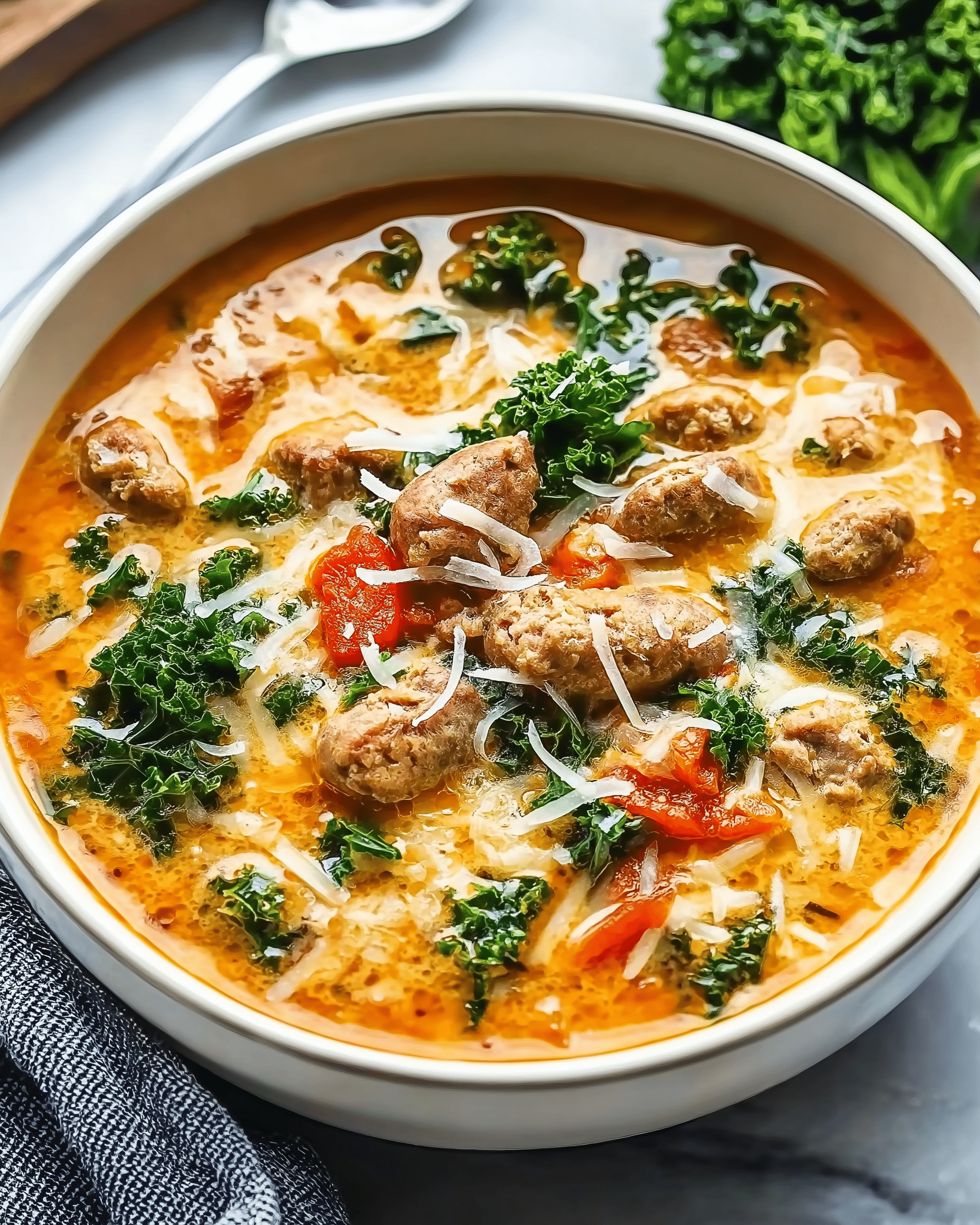 Instant Pot Keto Tuscan Soup with Turkey Sausage