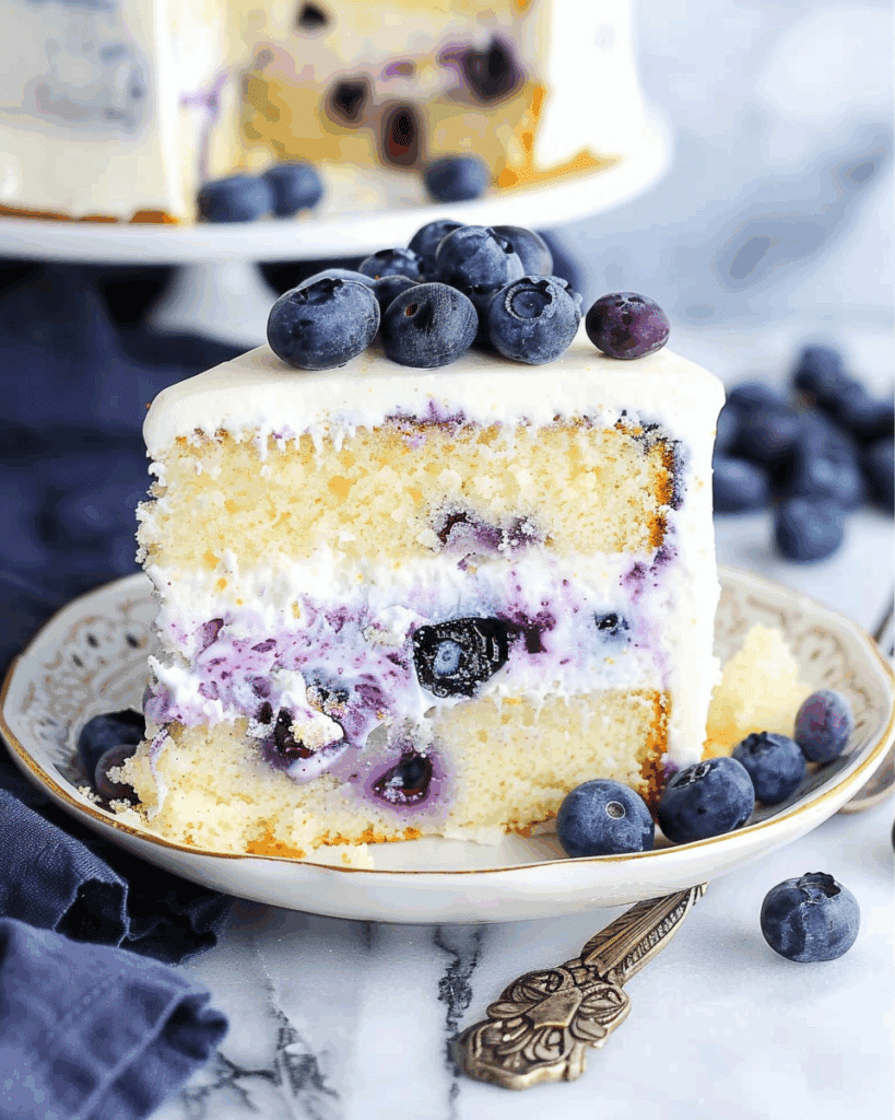 Lemon Blueberry Cheesecake Cake with Creamy Layers