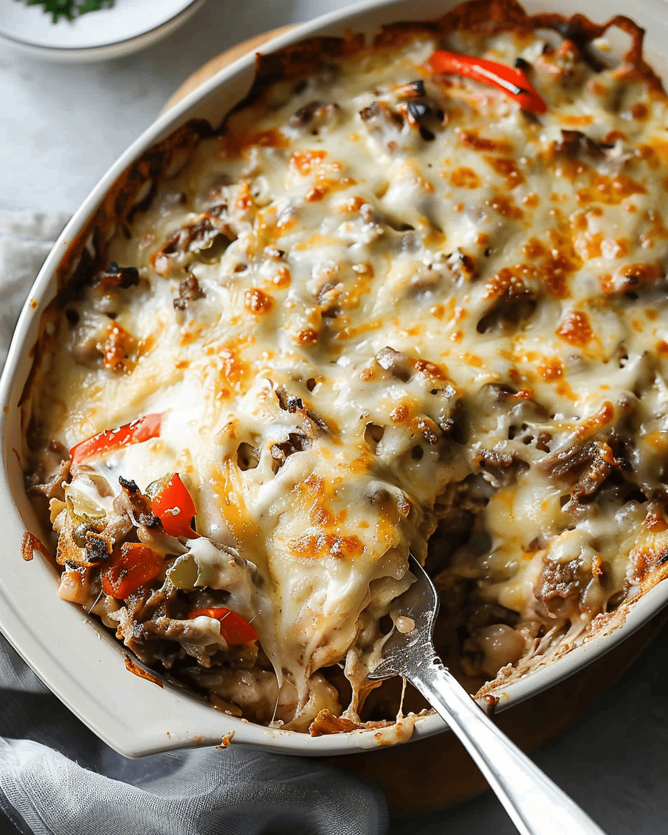 Low Carb Philly Cheesesteak Casserole