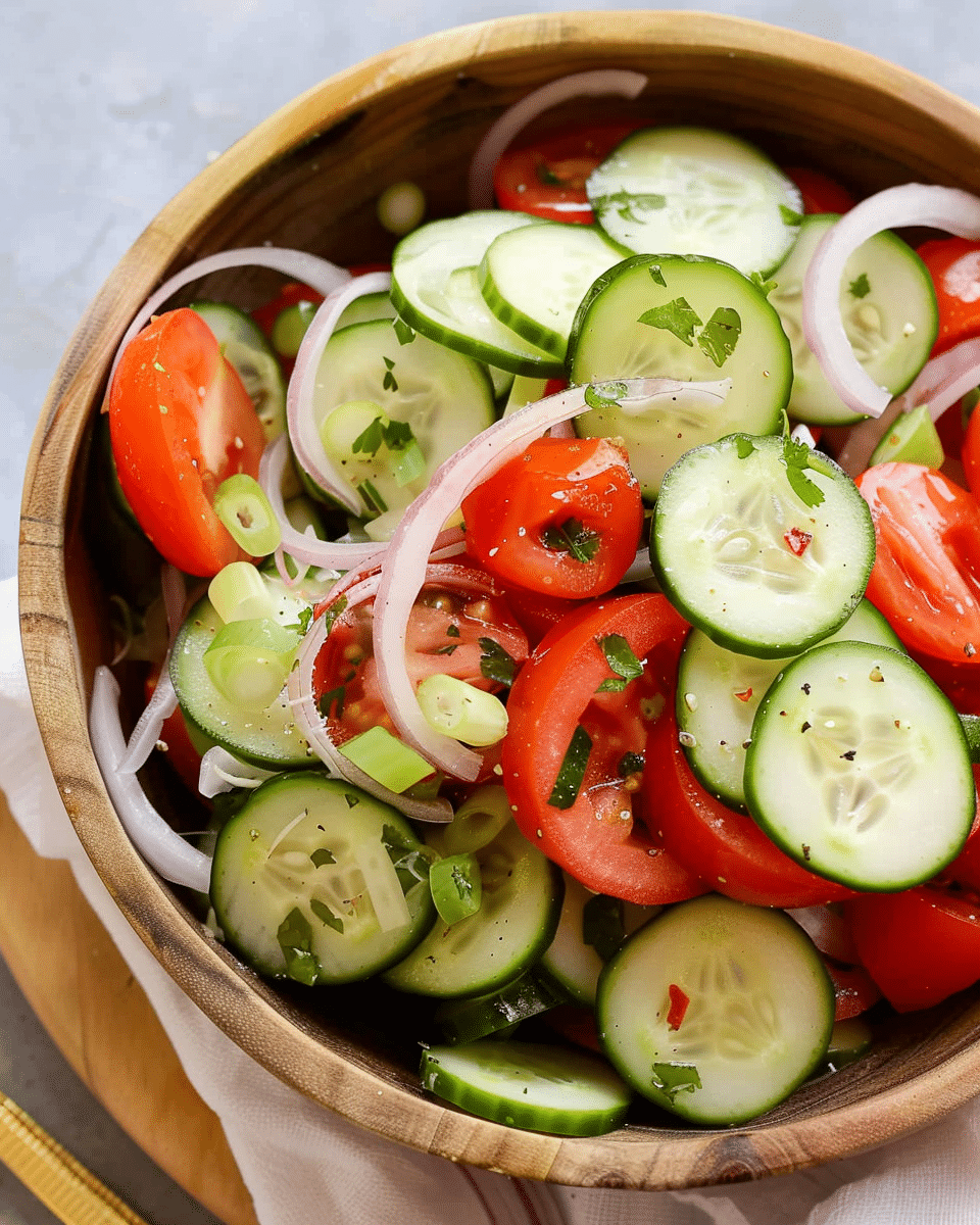 Marinated Cucumber, Onion, and Tomato Salad