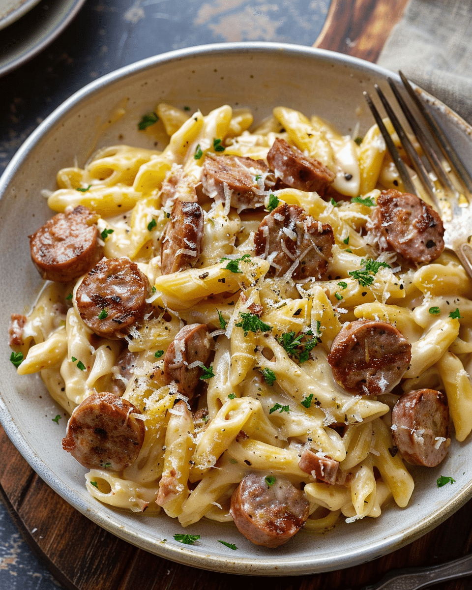 One Pot Smoked Beef Sausage Pasta