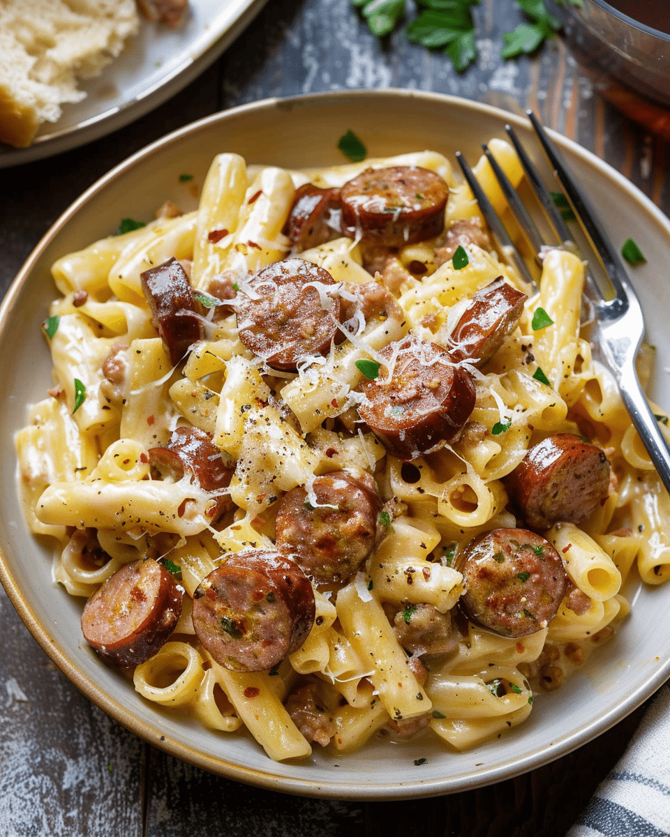One Pot Smoked Beef Sausage Pasta