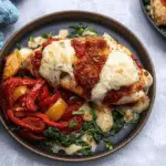 Roasted Red Pepper, Spinach, and Mozzarella Stuffed Chicken