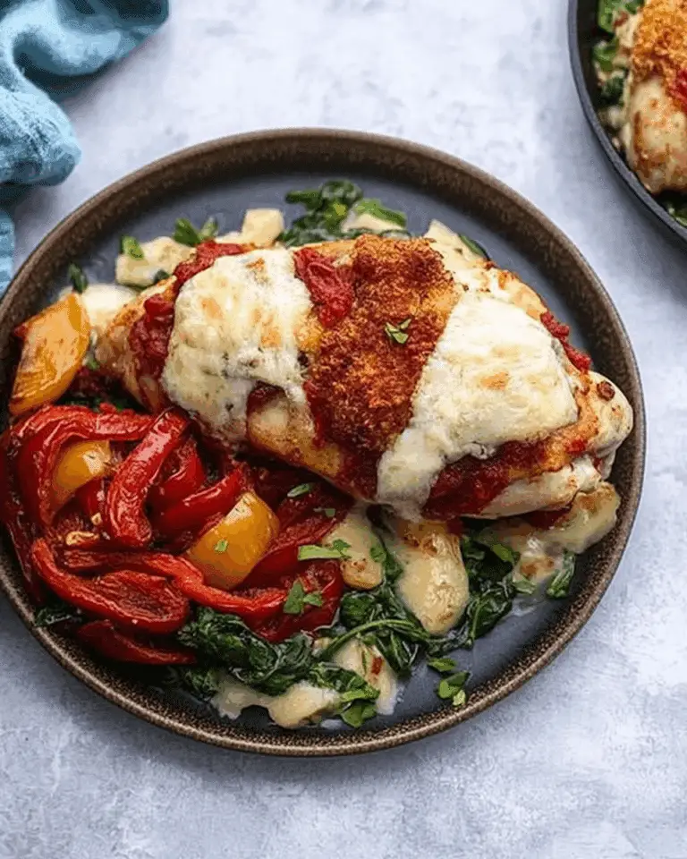 Roasted Red Pepper, Spinach, and Mozzarella Stuffed Chicken