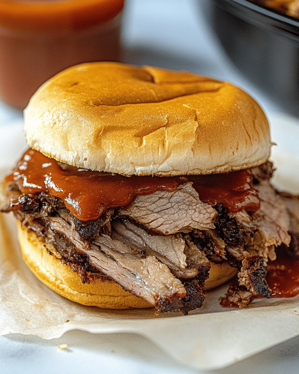 Slow Cooker BBQ Brisket Sandwich