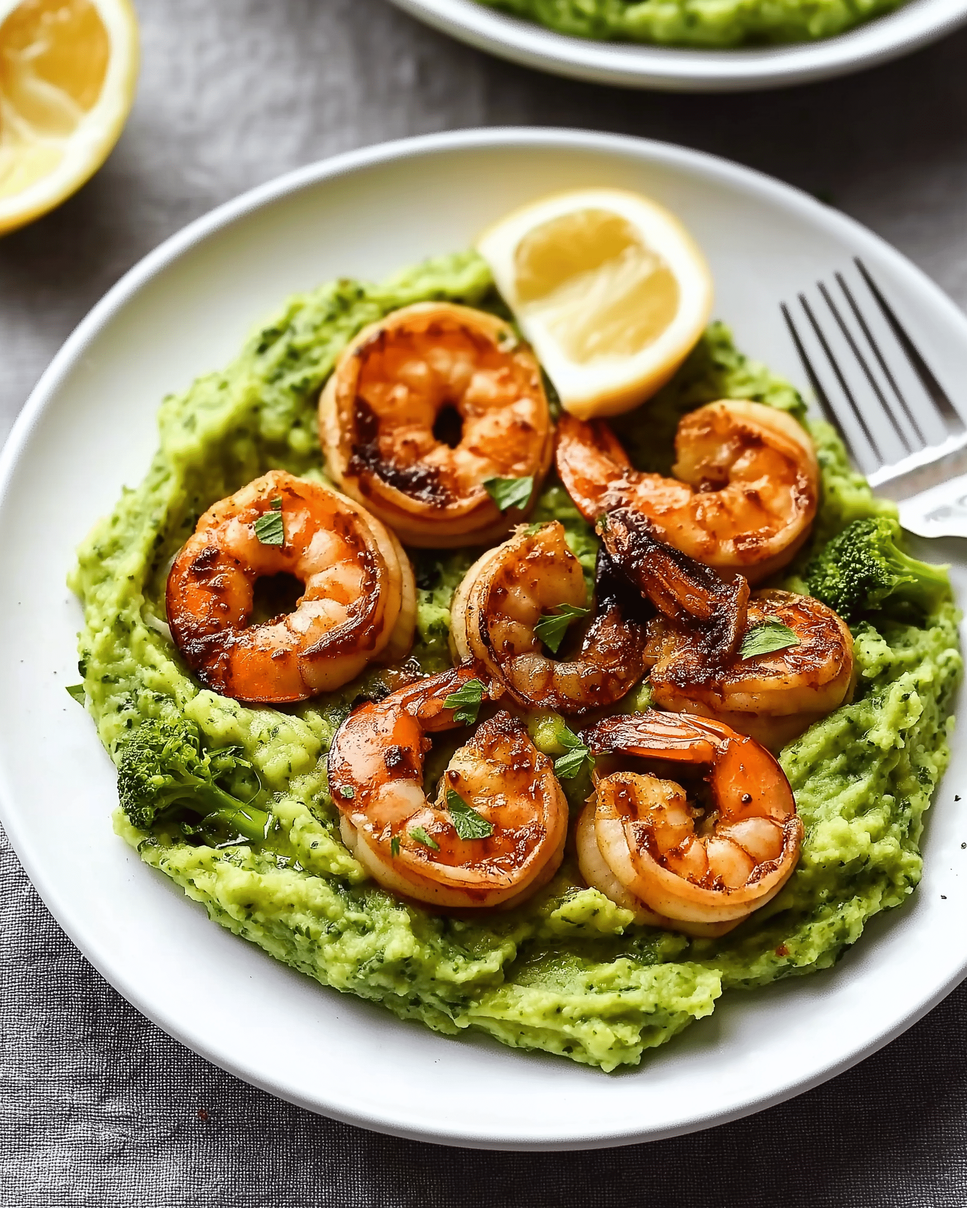 Spicy Garlic Shrimp with Broccoli Mash