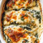 Spinach Chicken Casserole with Cream Cheese and Mozzarella