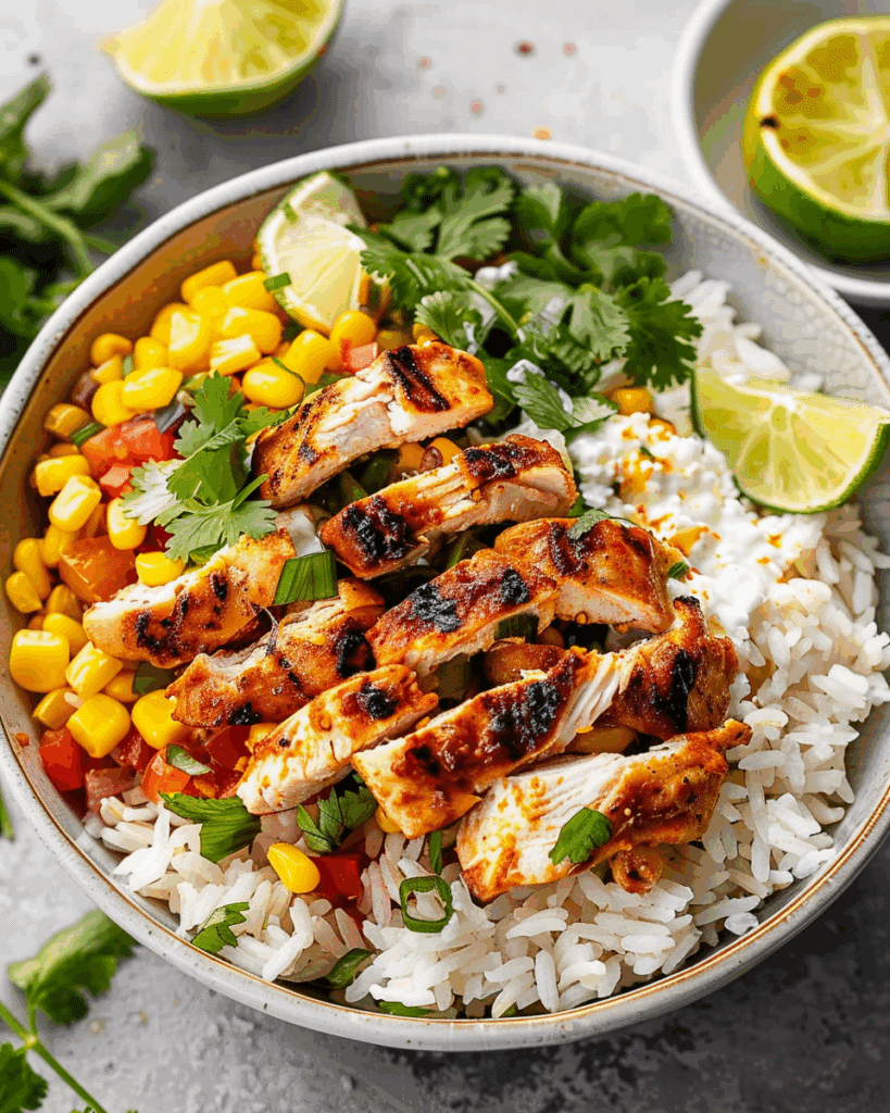 Street Corn Chicken Rice Bowl