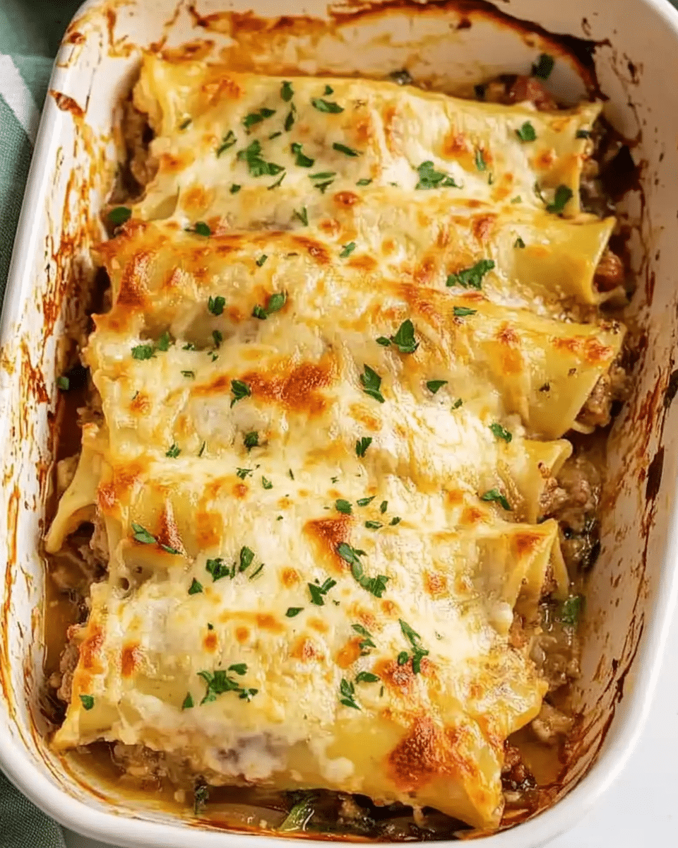 Baked Cannelloni with Sausage and Mushrooms