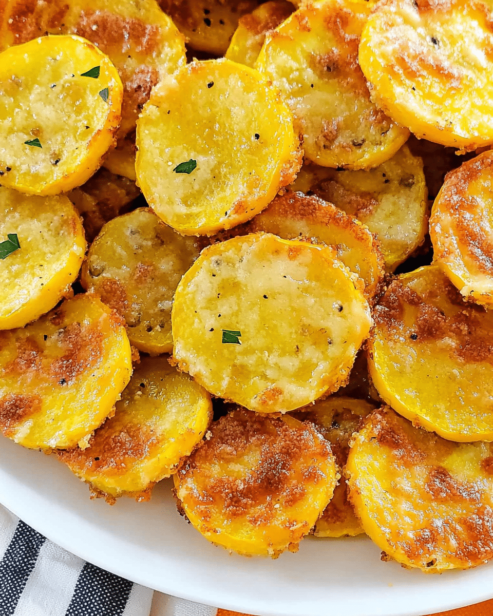 Cheesy Baked Yellow Squash Rounds