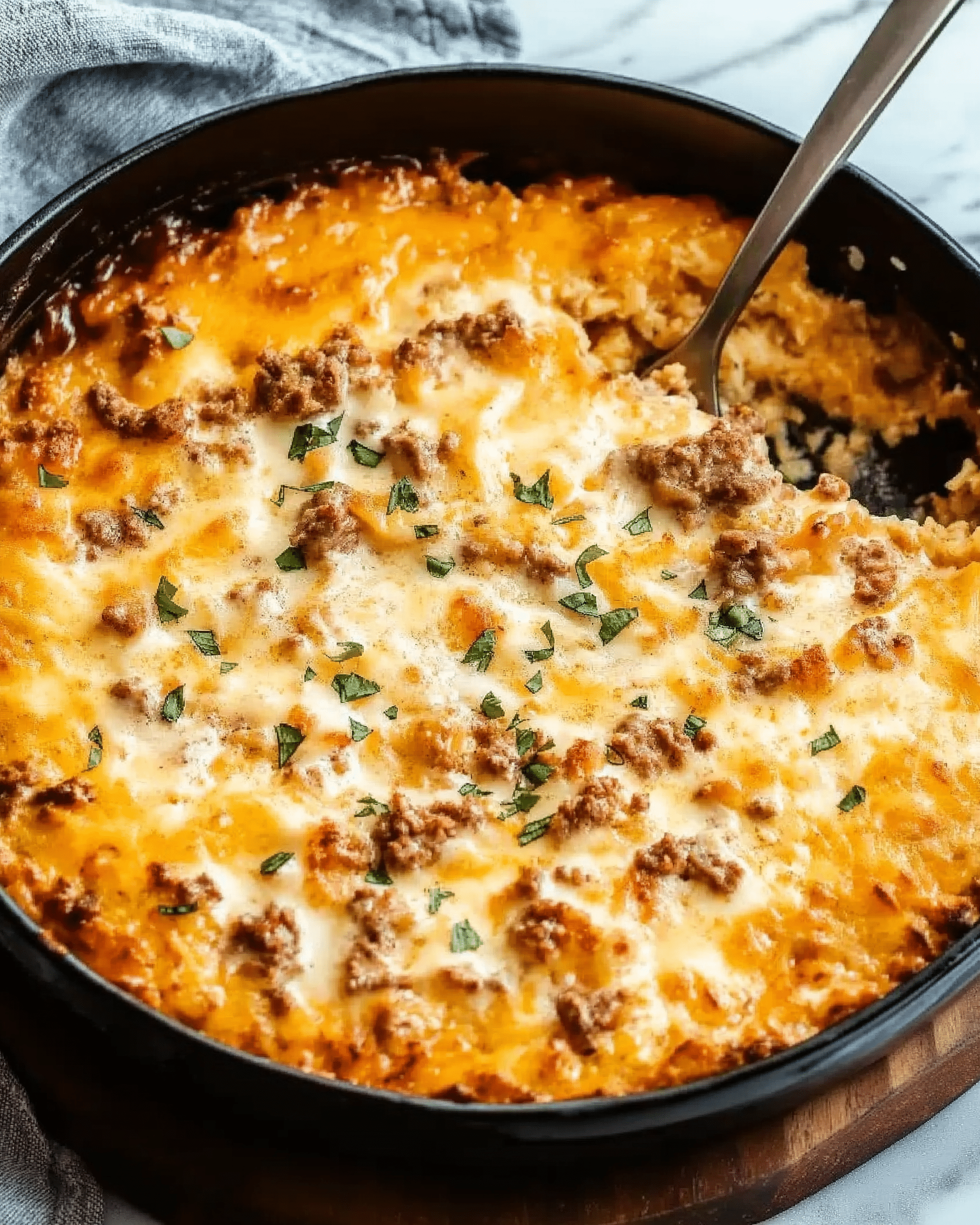 Creamy Ground Beef and Cauliflower Rice Casserole