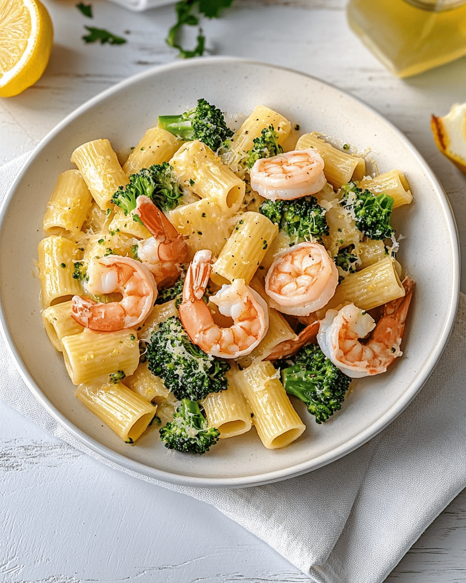 Creamy Lemon and Broccoli Pasta with Shrimp