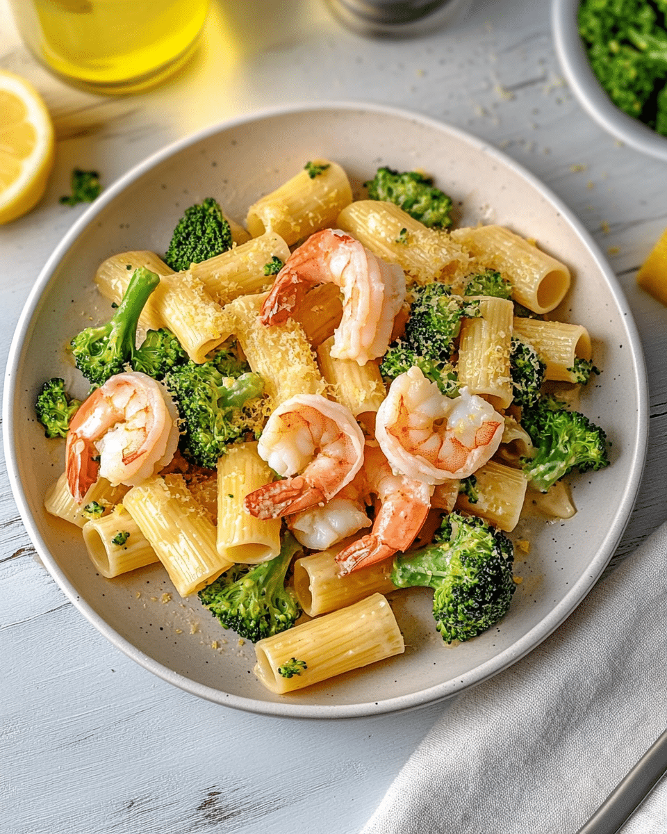 Creamy Lemon and Broccoli Pasta with Shrimp