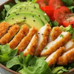 Crispy Chicken and Avocado Salad Bowl
