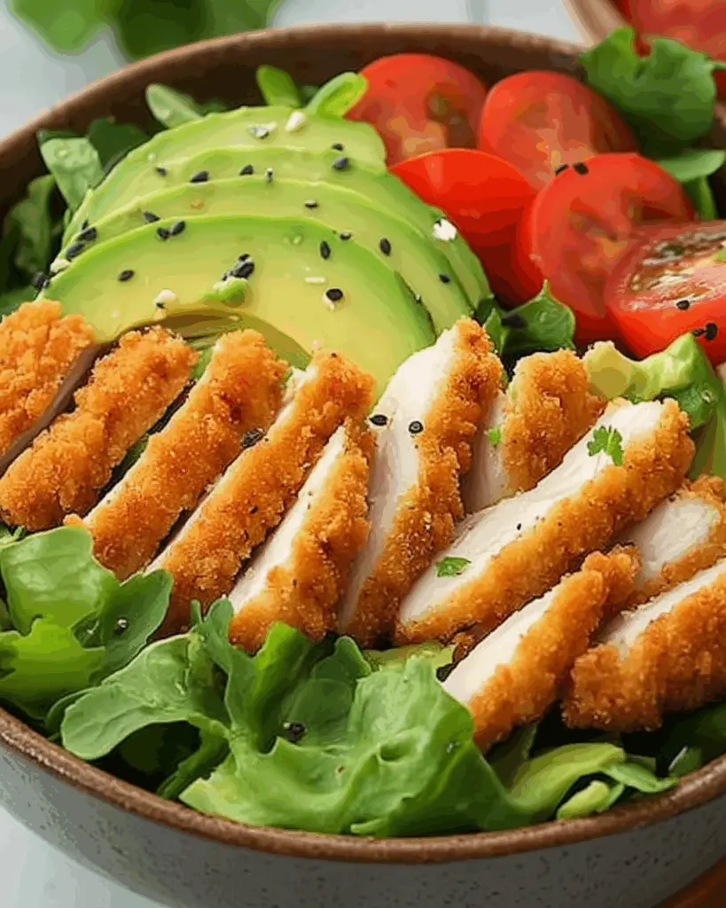 Crispy Chicken and Avocado Salad Bowl
