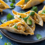 Honey Lime Chicken and Avocado Nacho Wonton Tacos