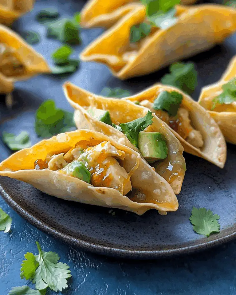 Honey Lime Chicken and Avocado Nacho Wonton Tacos