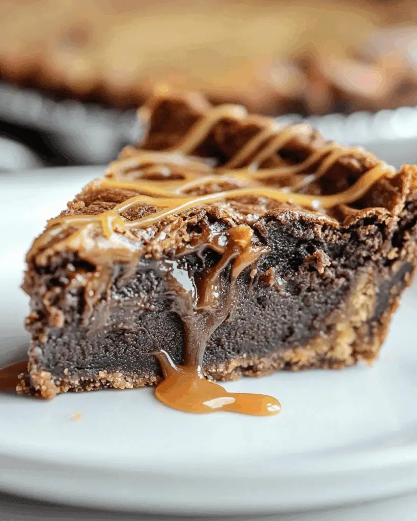 Rich and Gooey Caramel Brownie Pie