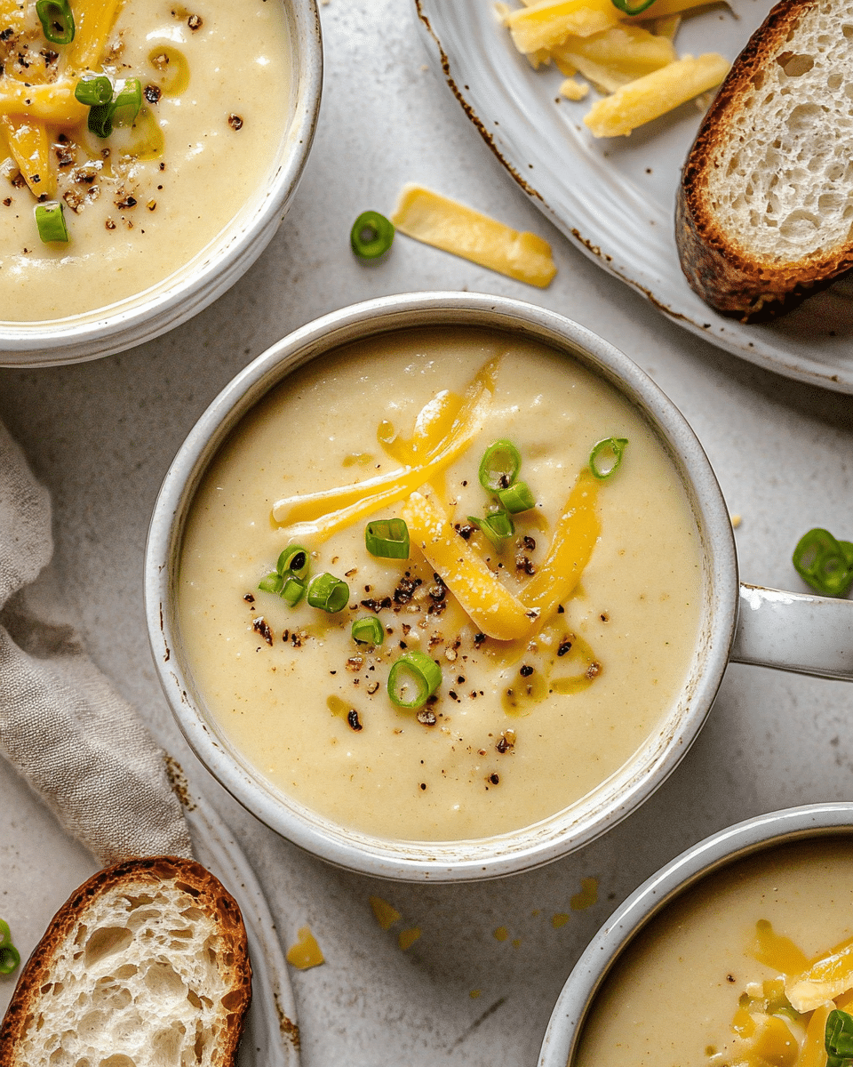 Roasted Garlic Cheddar Cauliflower Soup
