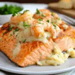 Salmon Fillet Topped with Shrimp and Crab