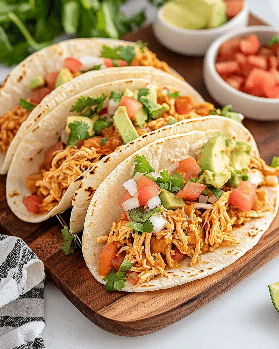 Slow Cooker Queso Chicken Tacos