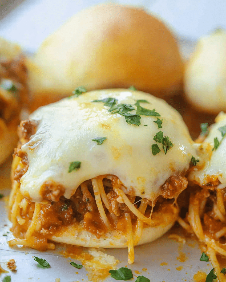 Spaghetti Sliders with Cheese