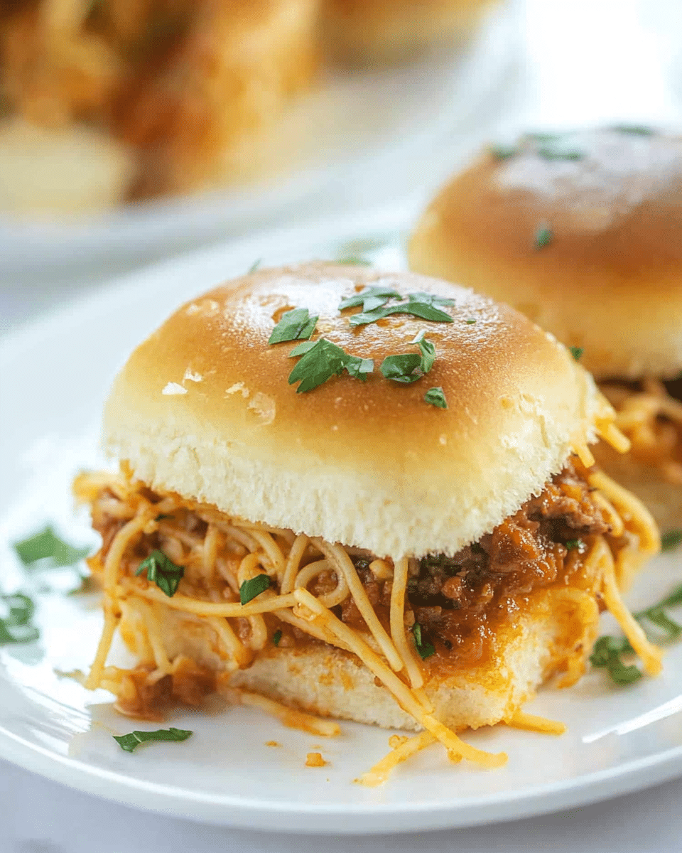 Spaghetti Sliders with Cheese