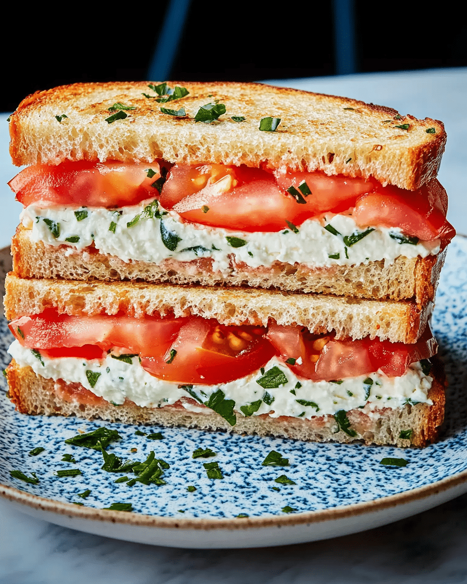 Tomato and Cream Cheese Sandwiches