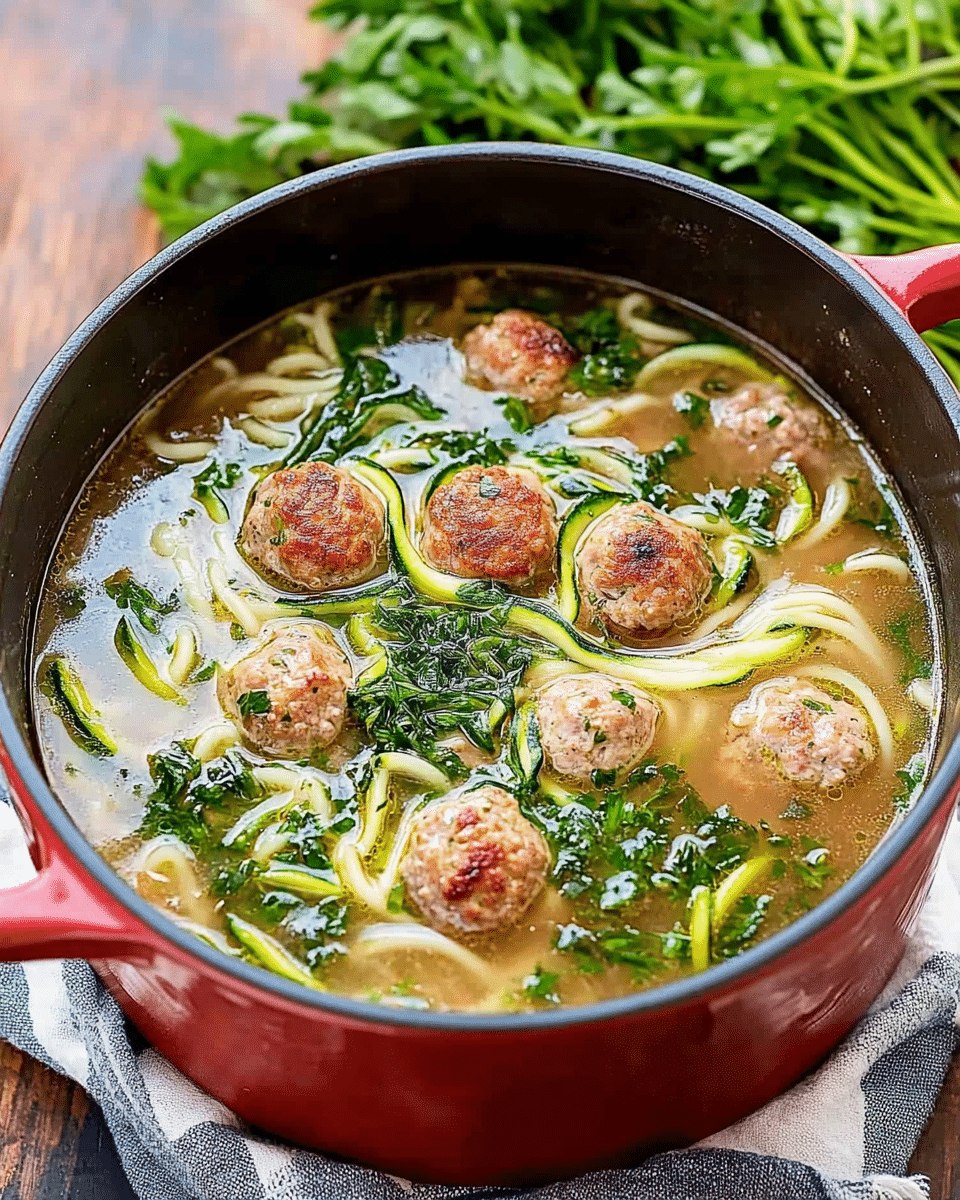 Turkey Meatball Zoodle Soup