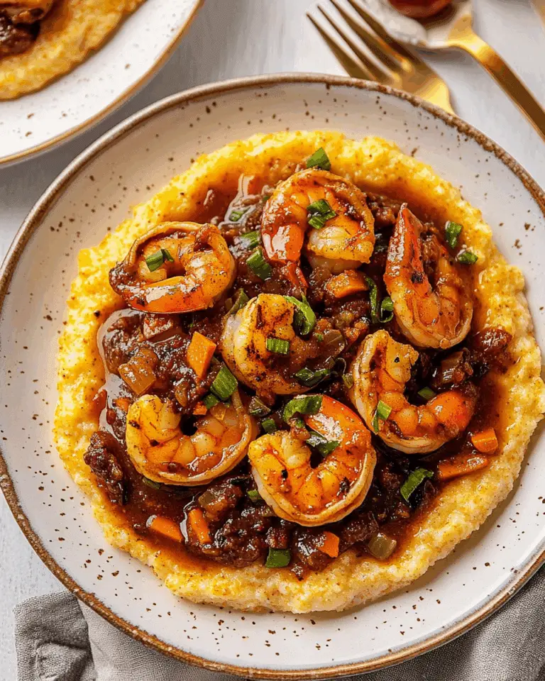 Brown Stew Shrimp with Sweet Potato Grits