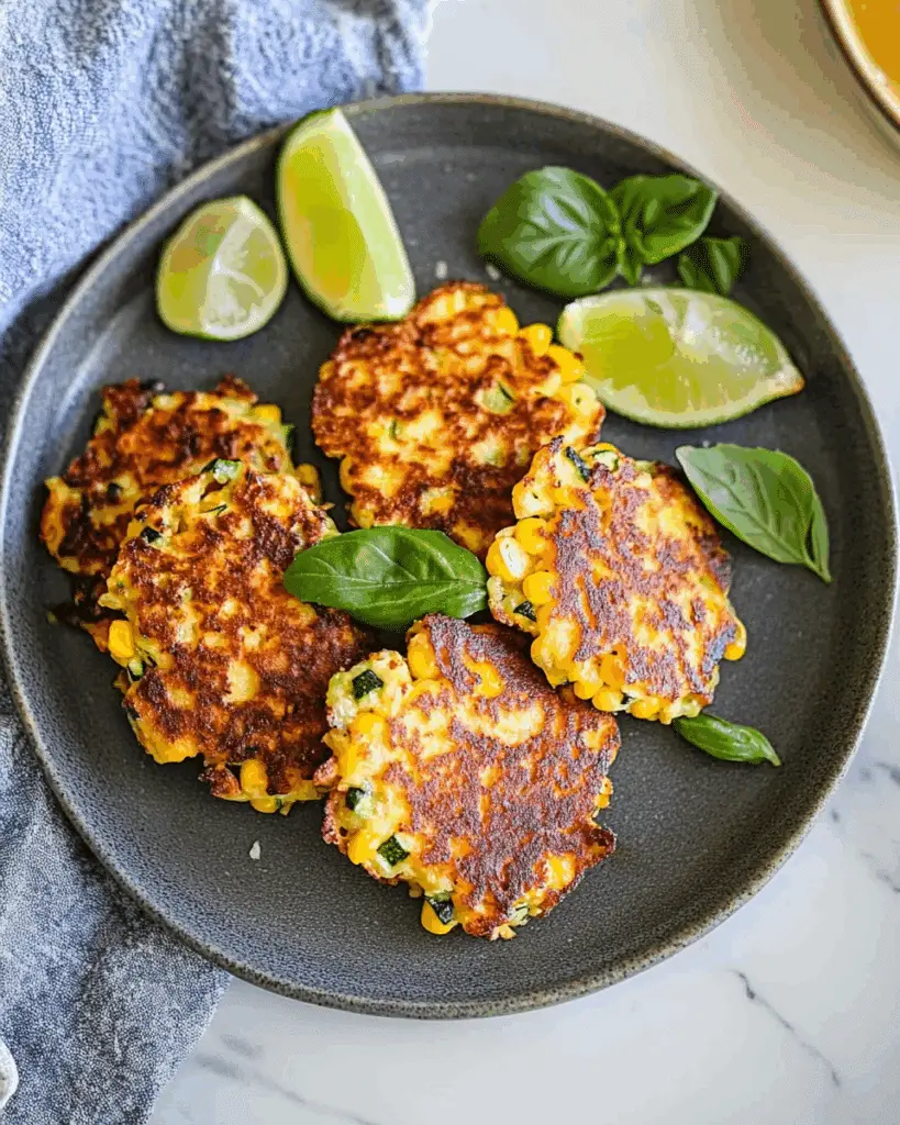 Cheesy Corn Zucchini Fritters