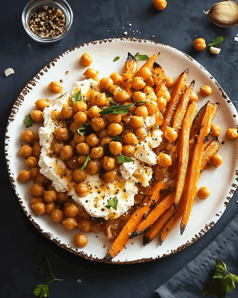 Chickpeas and Roasted Carrots with Whipped Feta