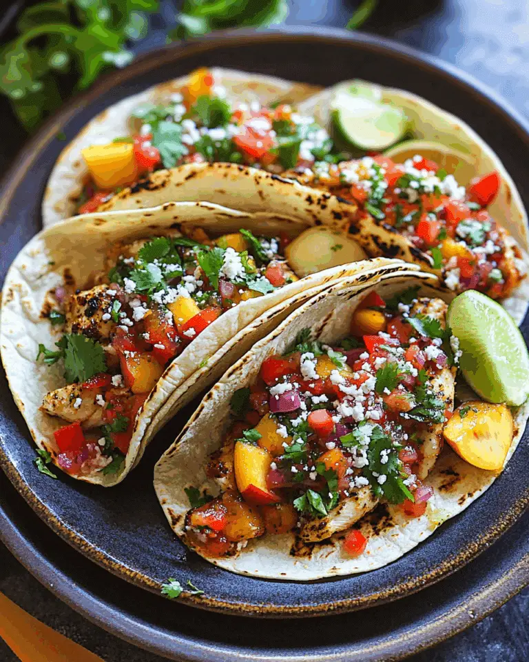 Cilantro-Lime Chicken Tacos with Peach Salsa