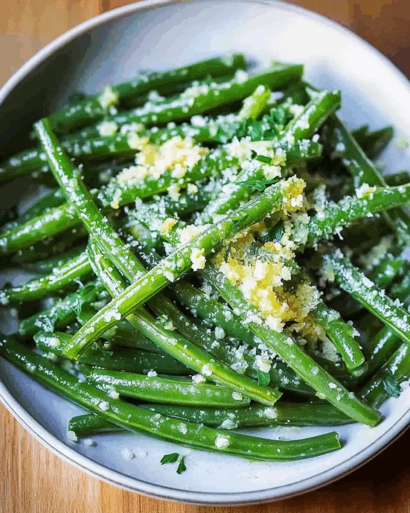 Garlic Green Beans with Olive Oil and Parmesan