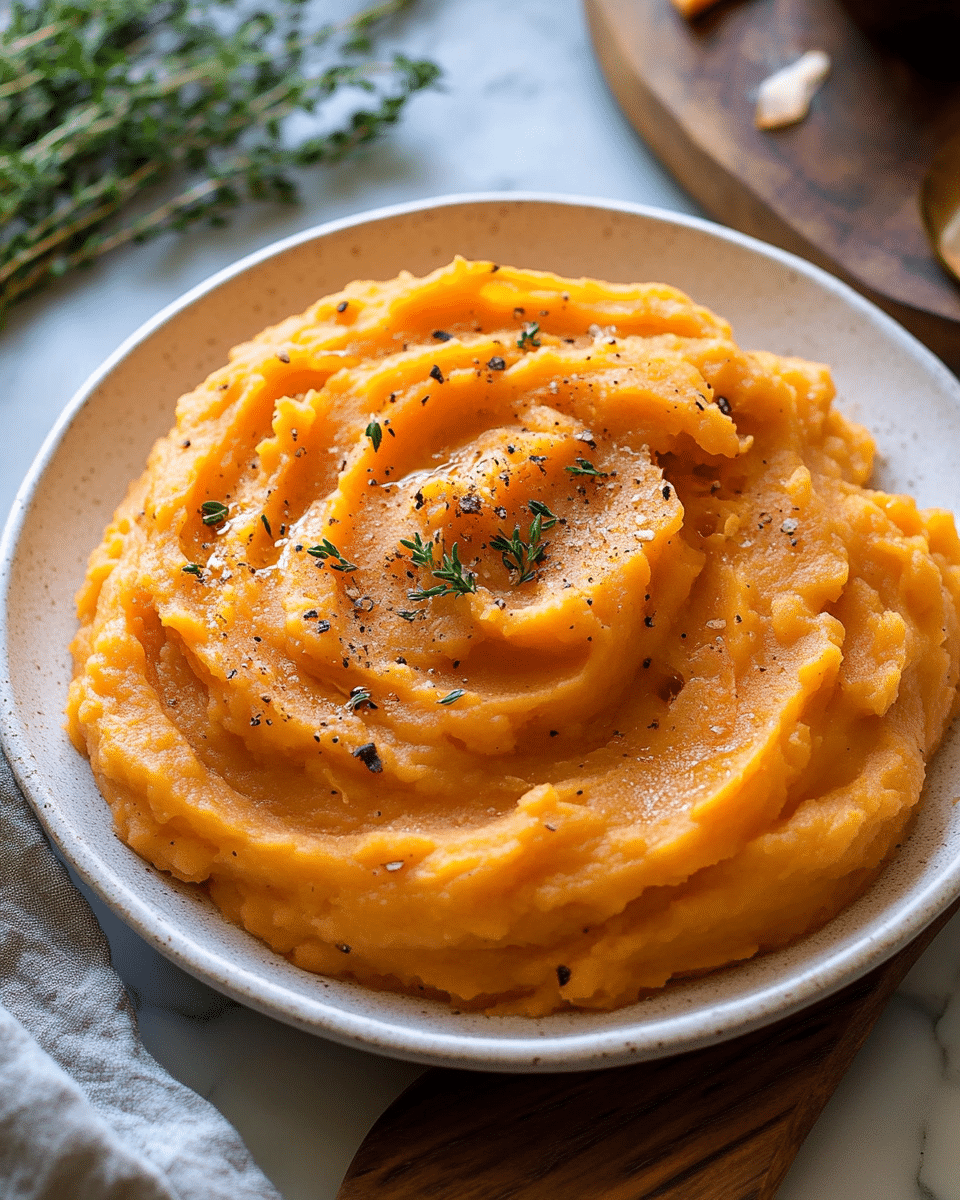Mashed Sweet Potatoes with Caramelized Pineapple